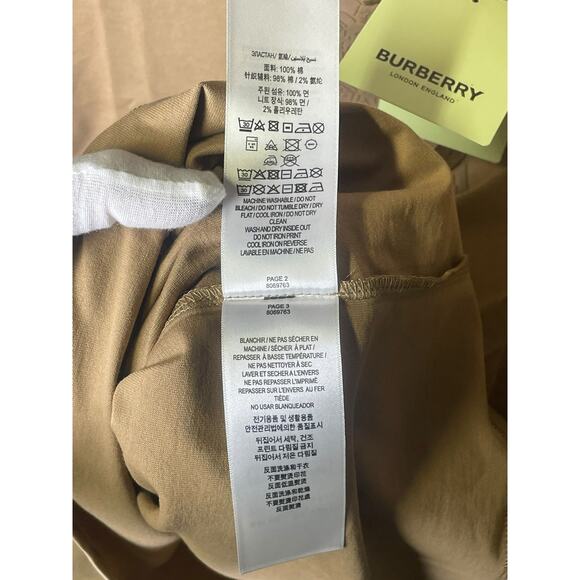 Burberry TB Monogram Embroidered Logo Organic T-Shirt Brown Size XS Overfit NWT - Picture 13 of 15